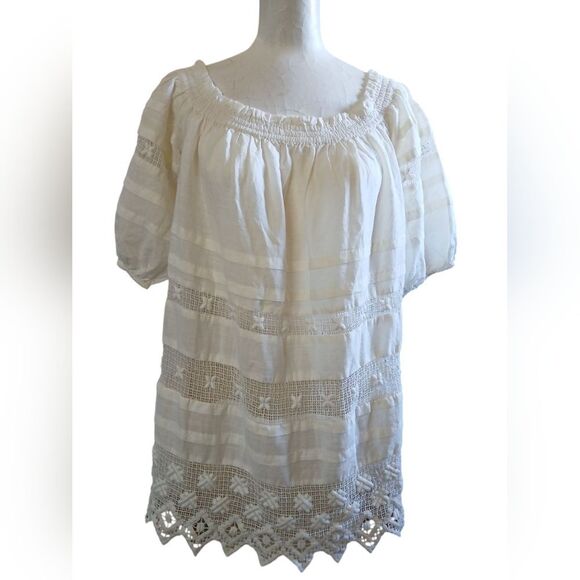 NWT Free People Ivory Embroidered Open Work Blouse - Size XS - Picture 2 of 4